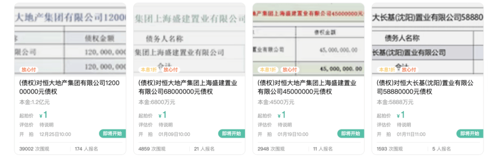 1元起拍<strong></p>
<p>币安钱包地址</strong>，恒大地产集团1.2亿元债权拍卖参与者众多