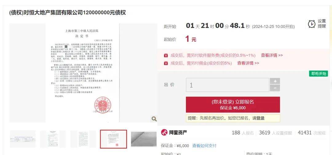 1元起拍<strong></p>
<p>币安钱包地址</strong>！恒大地产集团上亿债权将被拍卖