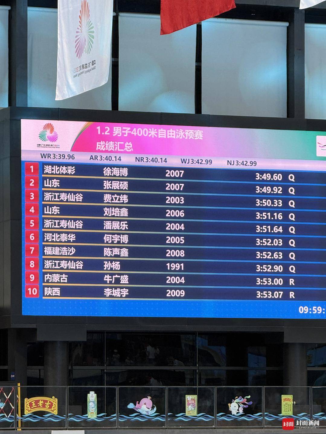 孙杨以0.1秒优势<strong></p>
<p>海天味业股票</strong>，惊险晋级全运会男子400米游泳决赛